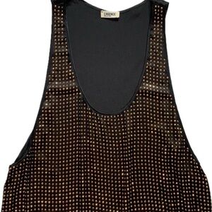 L'AGENCE Black Tank Top with Gold Accents
